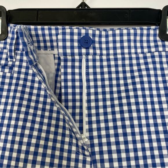 Talbots women's gingham ankle cropped pants blue white size 16 - Picture 2 of 10